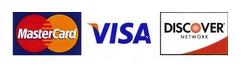 We accept Visa, Master Card, Discover 